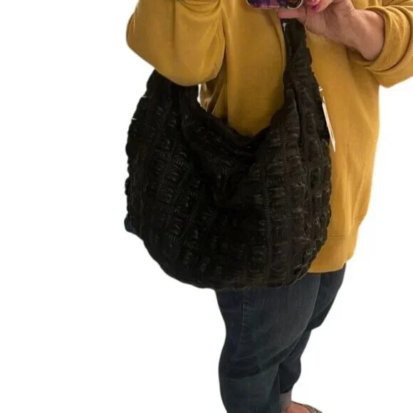 Jason Wu Fay Black Vegan Leather Large Bubble Hobo Shoulder Bag - Picture 6 of 6